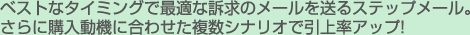 ベストなタイミングで最適な訴求のメールを送るステップメール。さらに購入動機に合わせた複数シナリオで引上率アップ！