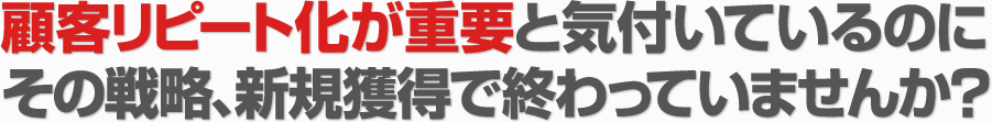 顧客リピート化が重要と気付いているのにその戦略、新規獲得で終わっていませんか？